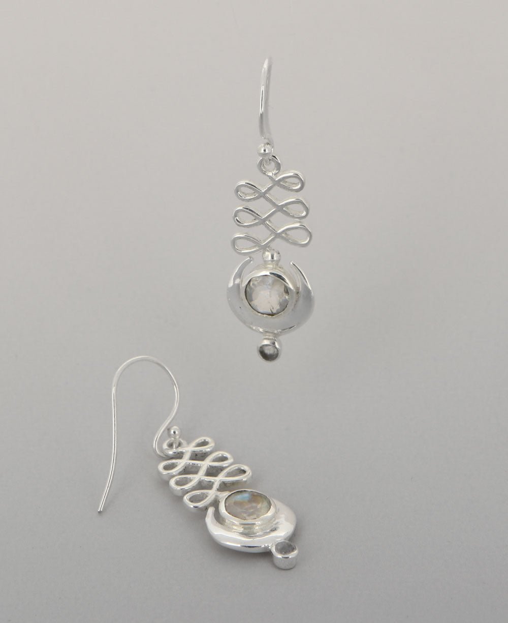 Sterling Silver Unalome Moonstone Earrings - Earrings