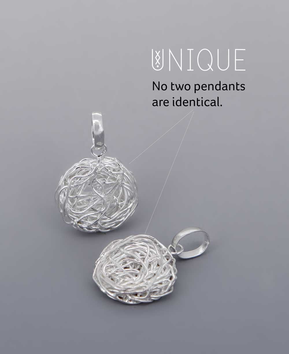 Sterling Silver Wire Wrap Nest Motherhood Pendant - Charms & Pendants