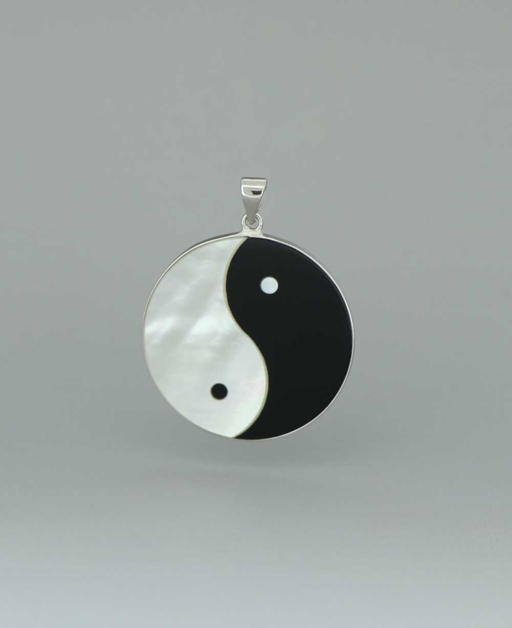 Sterling Silver Yin Yang Pendant with Mother of Pearl - Charms & Pendants