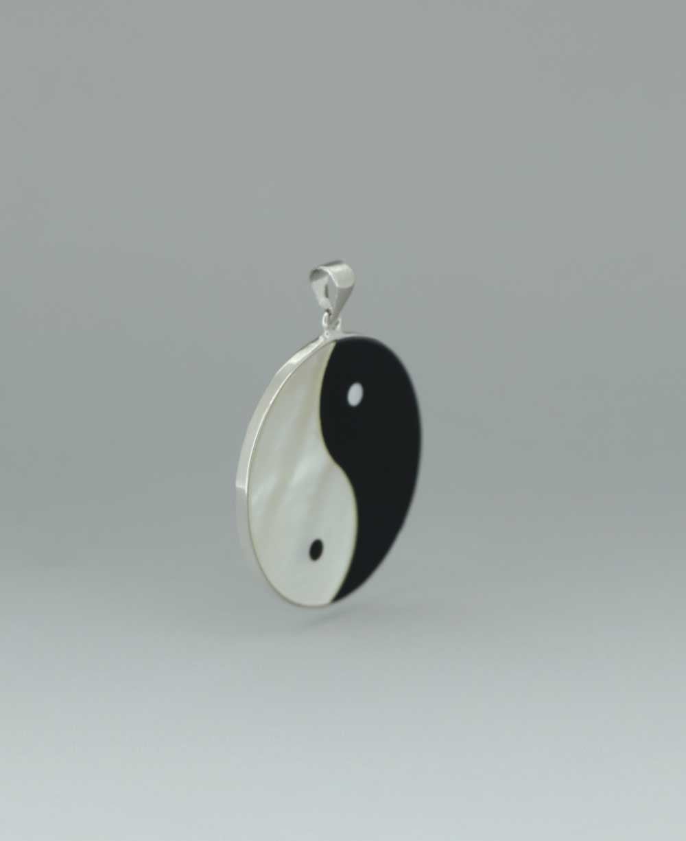 Sterling Silver Yin Yang Pendant with Mother of Pearl - Charms & Pendants
