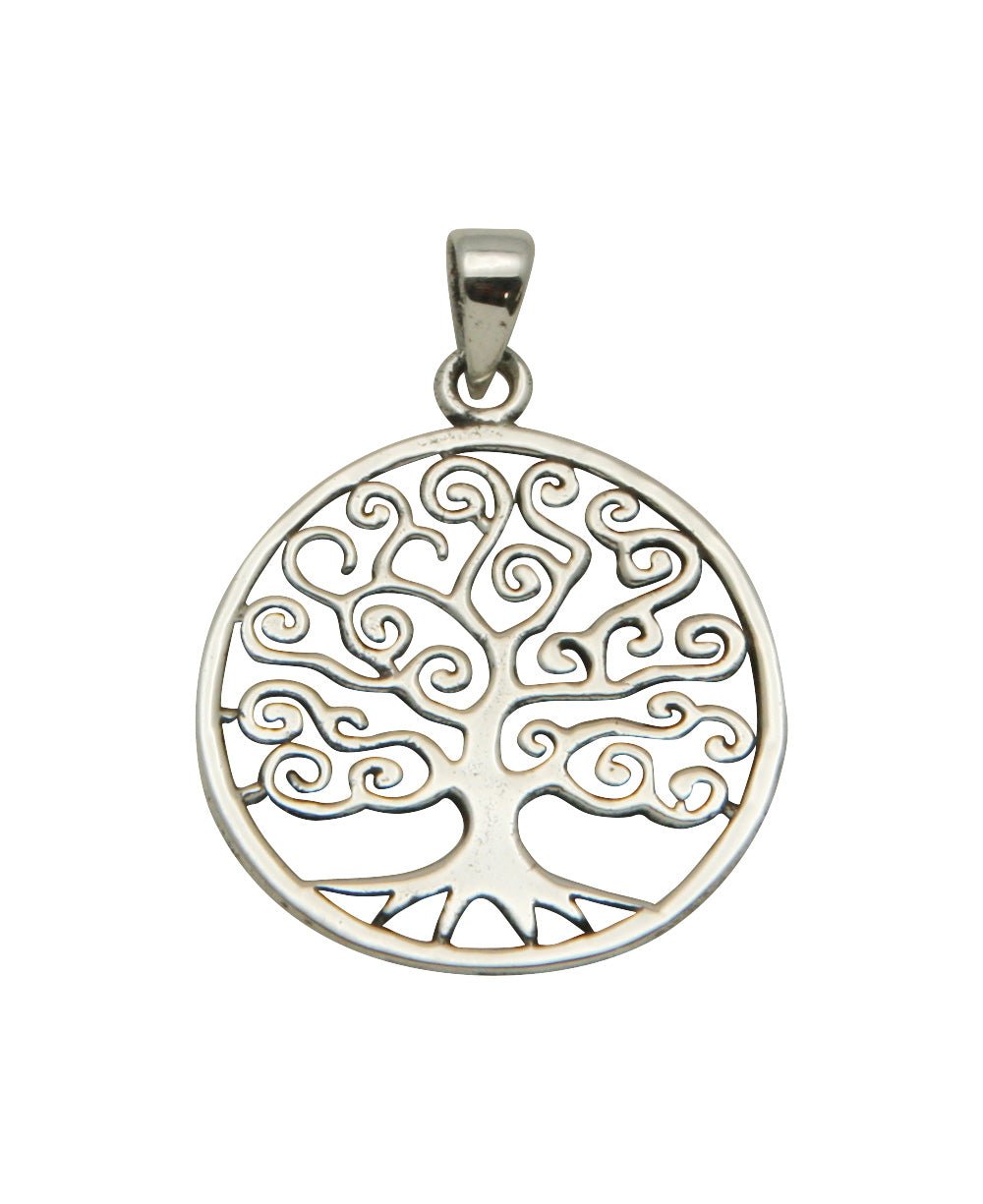 Swirling Tree of Life Round Pendant, Sterling Silver - Charms & Pendants
