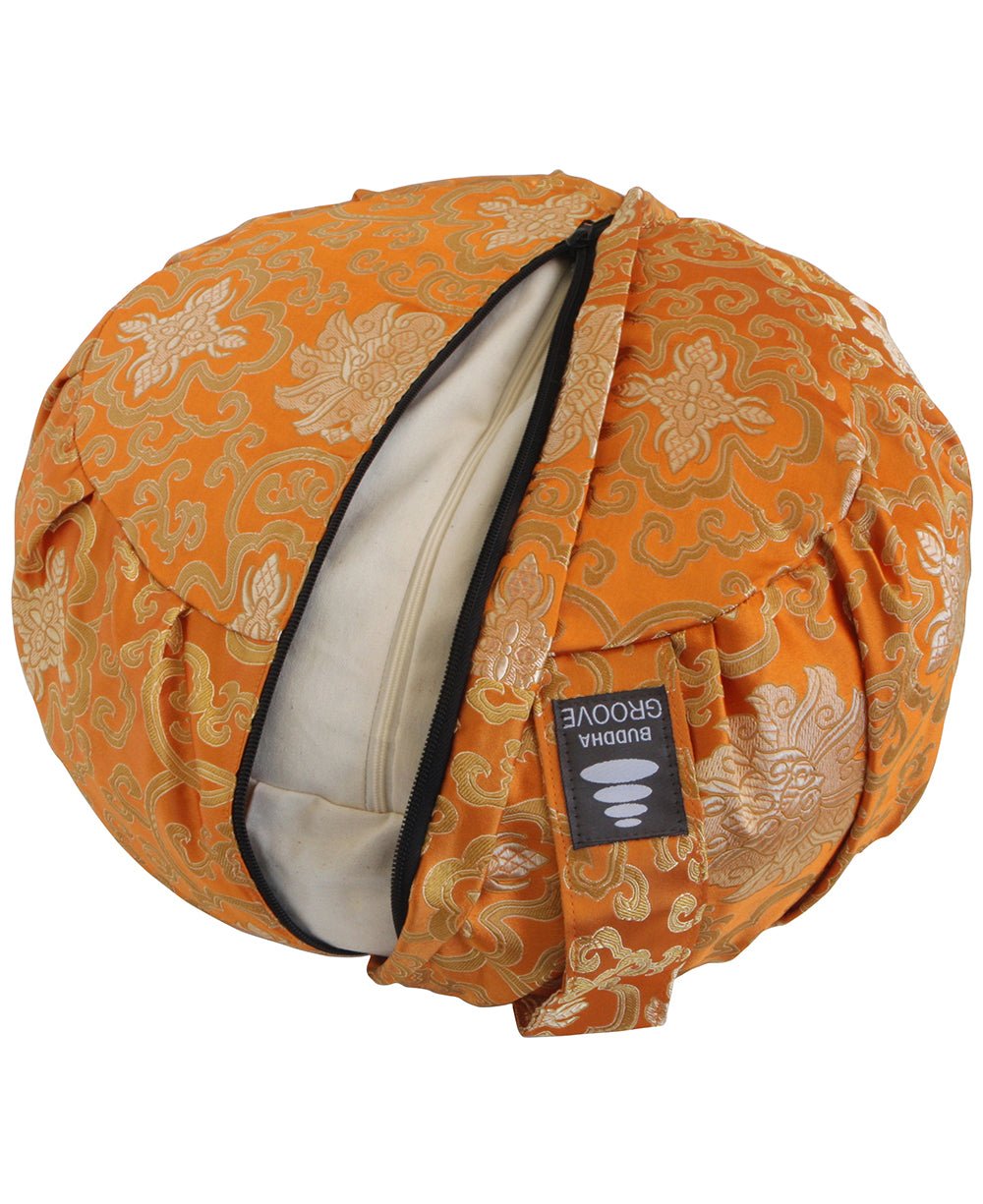 Temple Zafu Meditation Cushion in Brocade - Massage Cushions Cream
