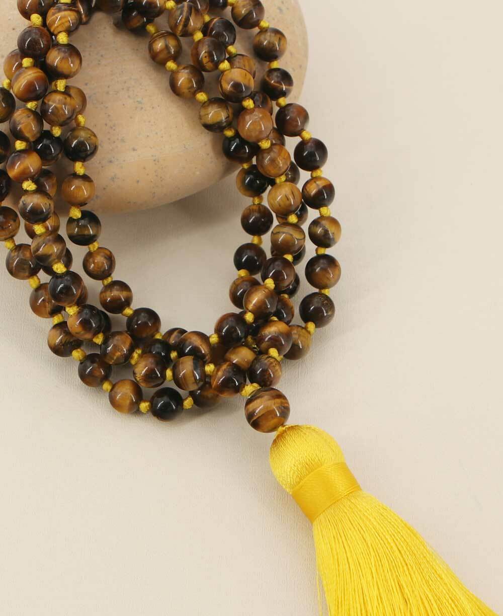 Tiger's Eye Meditation Mala, Knotted 108 Beads - Prayer Beads 6mm