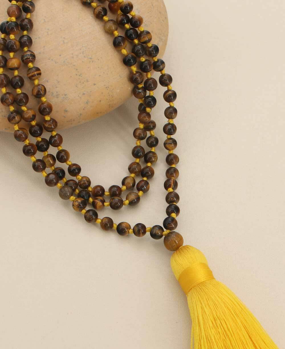 Tiger's Eye Meditation Mala, Knotted 108 Beads - Prayer Beads 6mm