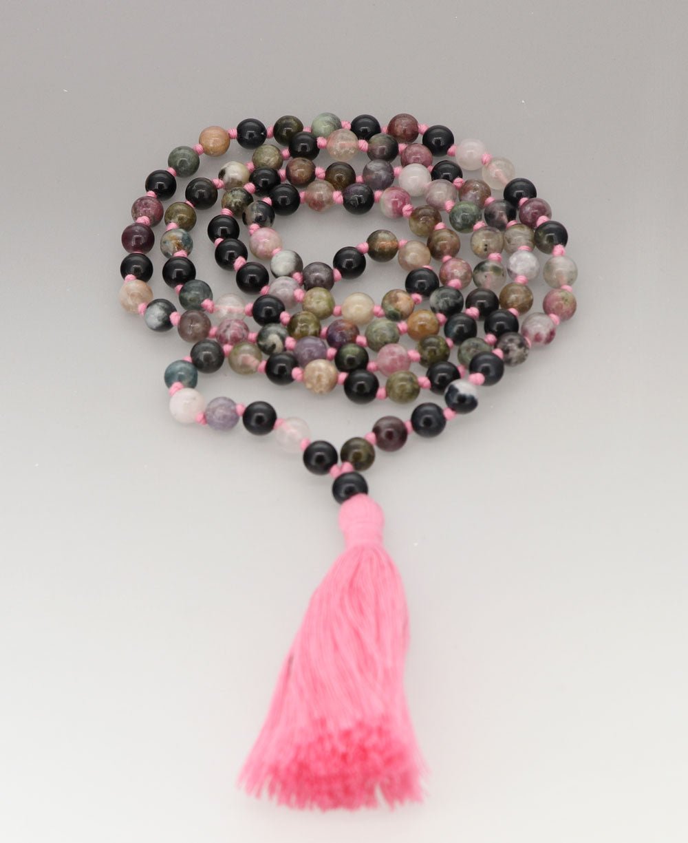 Tourmaline 108 Beads Meditation Mala, Knotted - Prayer Beads
