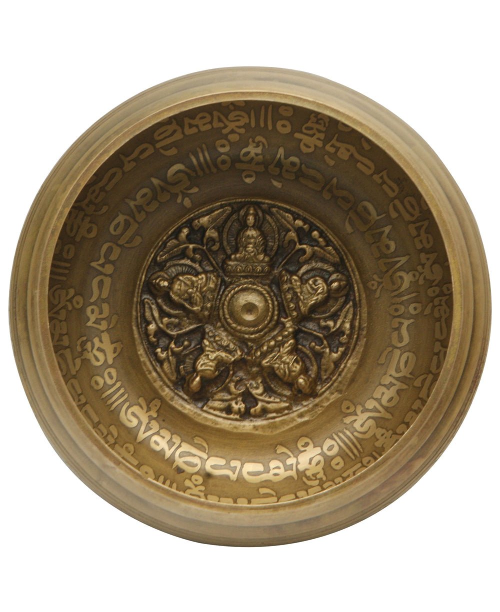 Traditional Singing Bowl with 5 Dhyani Buddhas - Hand Bells & Chimes