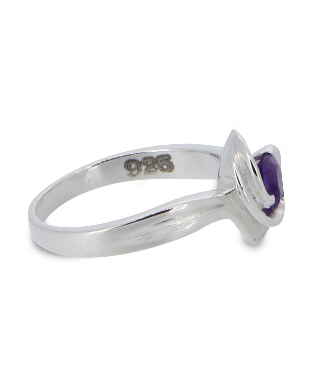 Tranquility Swirl Amethyst Sterling Silver Floral Ring - Rings Size 6