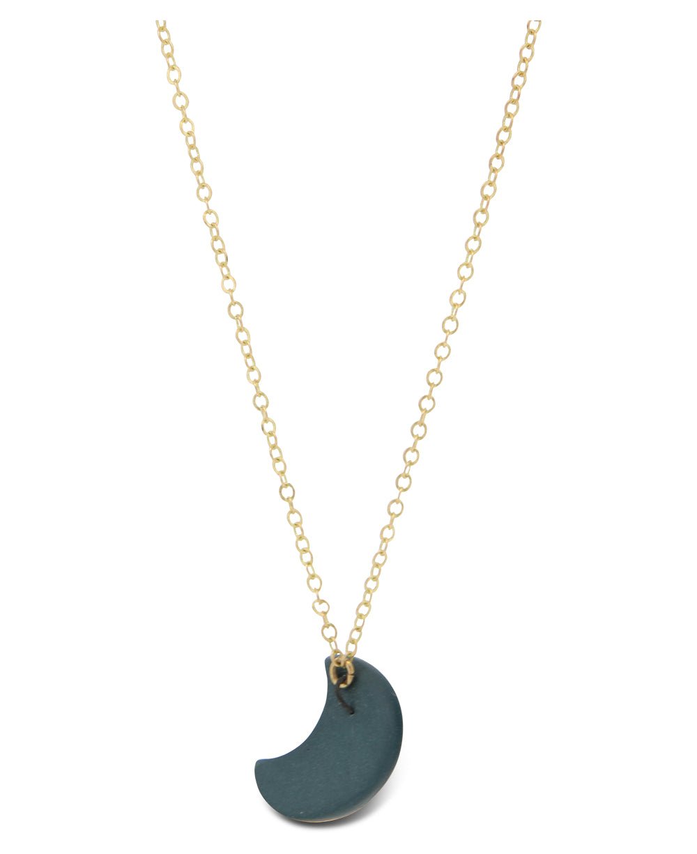 Trust Your Journey Lunar Dainty Porcelain Necklace - Necklaces Midnight