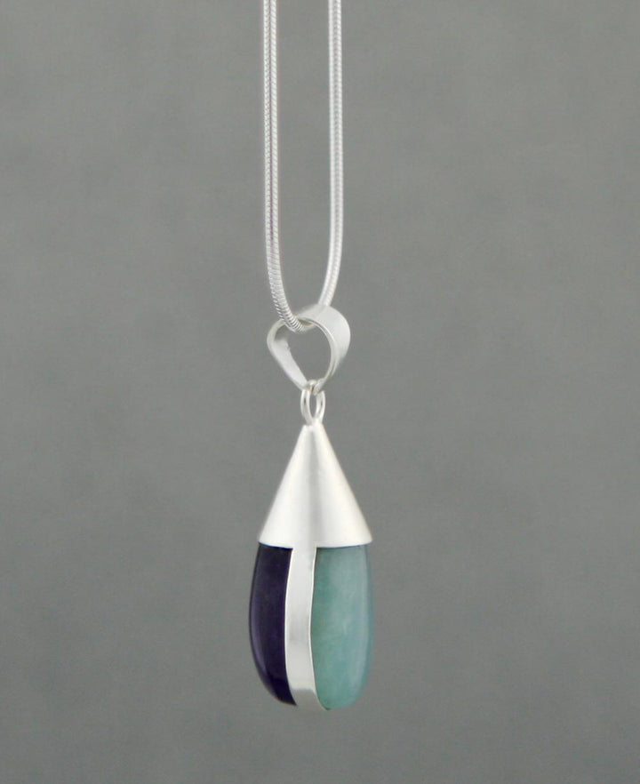 Truth and Tranquility Gemstone Pendant, Amazonite and Amethyst -