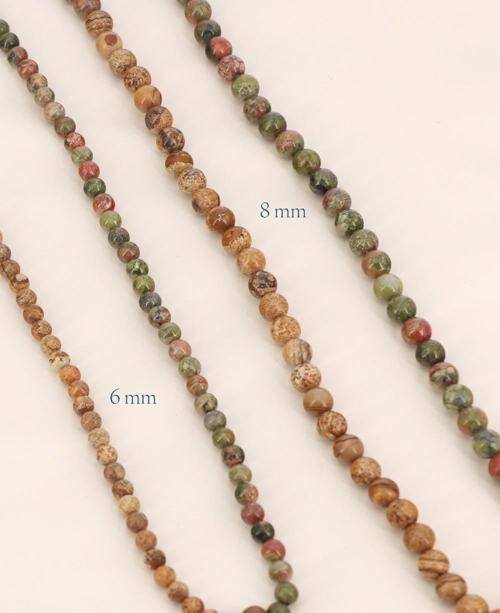Unakite And Picture Jasper 108 Beads Meditation Mala - Prayer Beads 6 mm