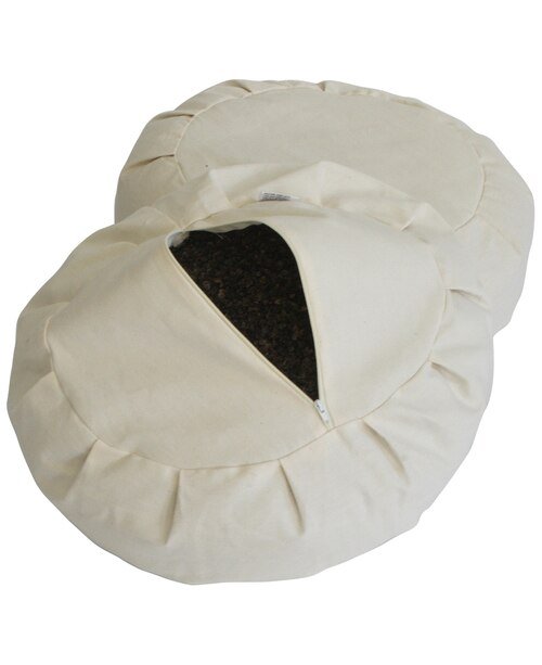 White Eyelet with Black Base Zafu Meditation Cushion - Massage Cushions