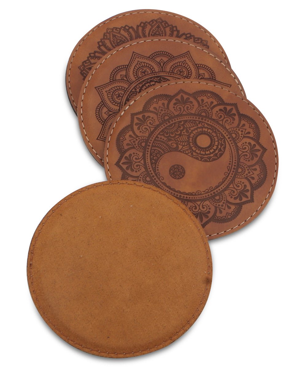 Yin Yang Artistic Faux Leather Coasters -