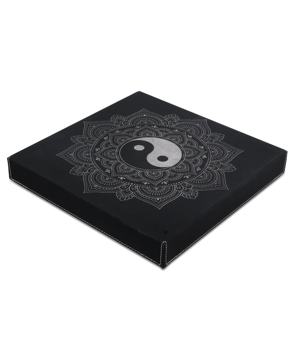 Yin Yang Mandala Wall Hanging in Black and Silver - Wind Chimes