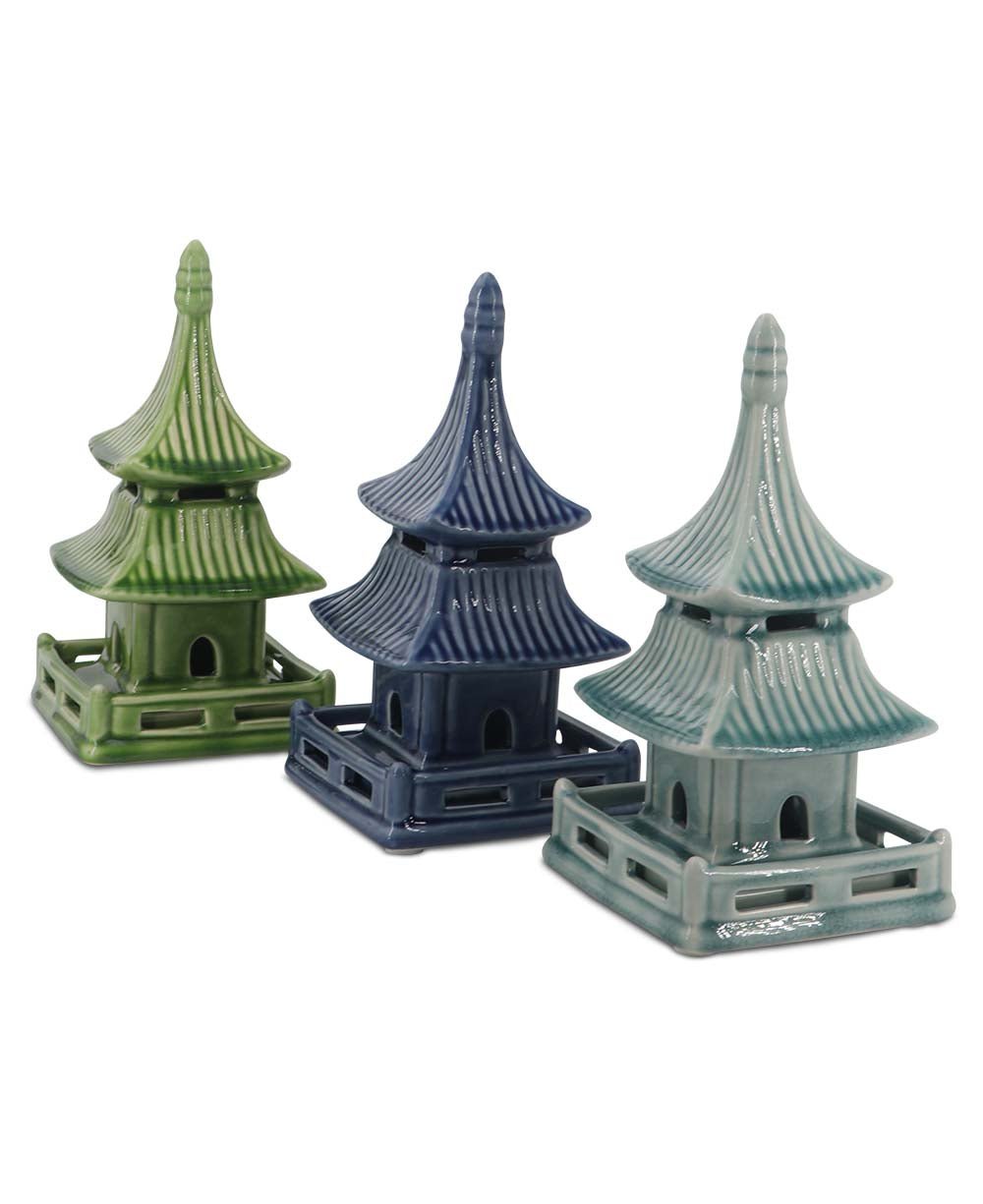 Zen-Inspired Porcelain Pagoda Sculptures, Sold Individually - Home Aqua