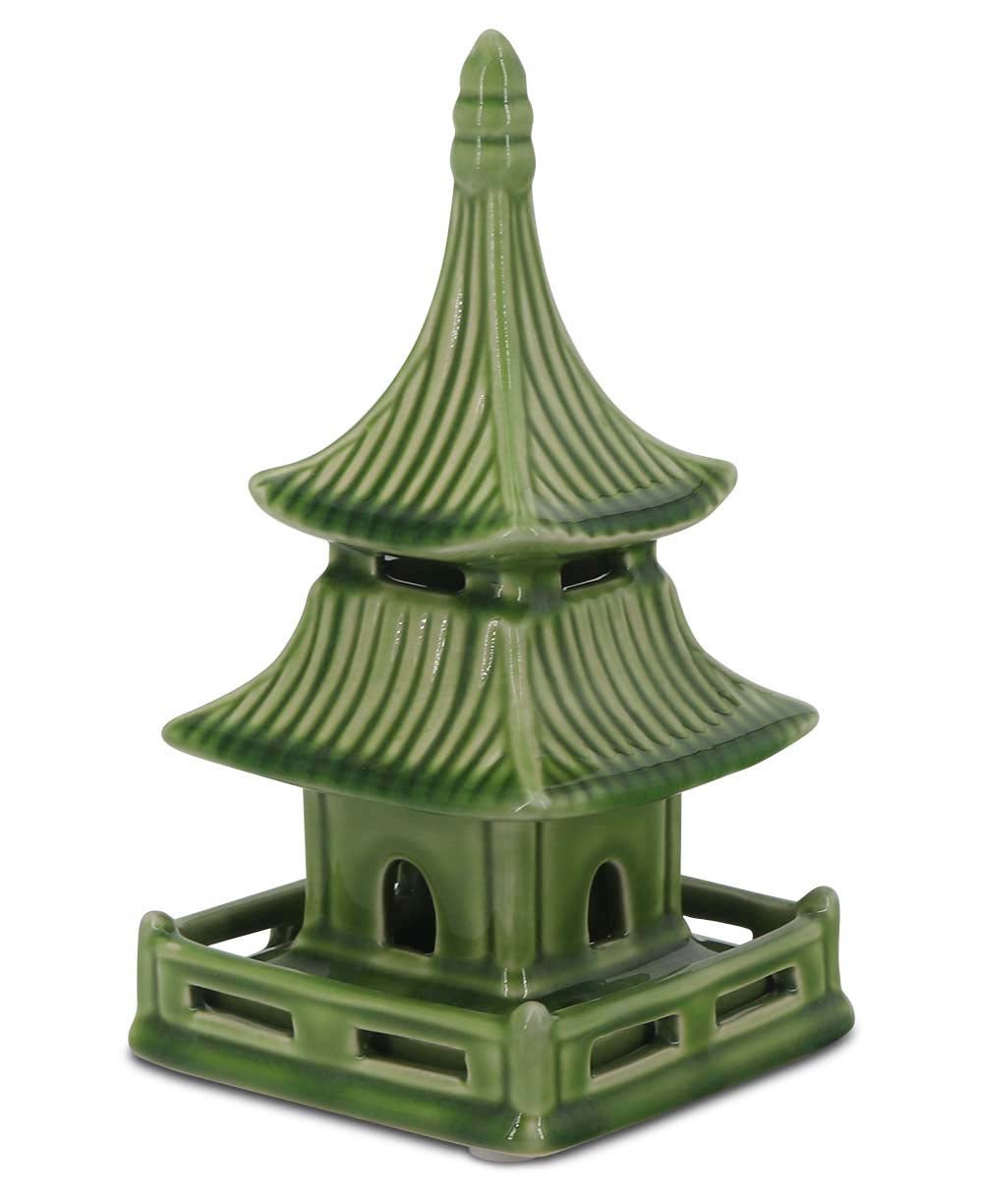 Zen-Inspired Porcelain Pagoda Sculptures, Sold Individually - Home Green