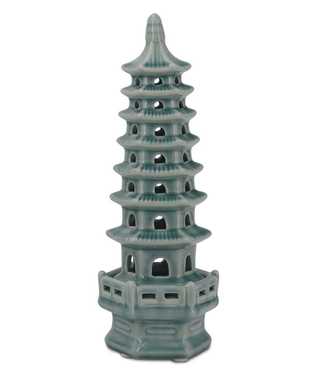 Zen-Inspired Porcelain Tall Pagoda Sculptures, Sold Individually - Home Aqua Small
