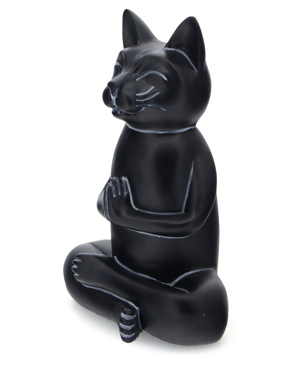 Zen Meditating Namaste Cat Statues - Sculptures & Statues Black