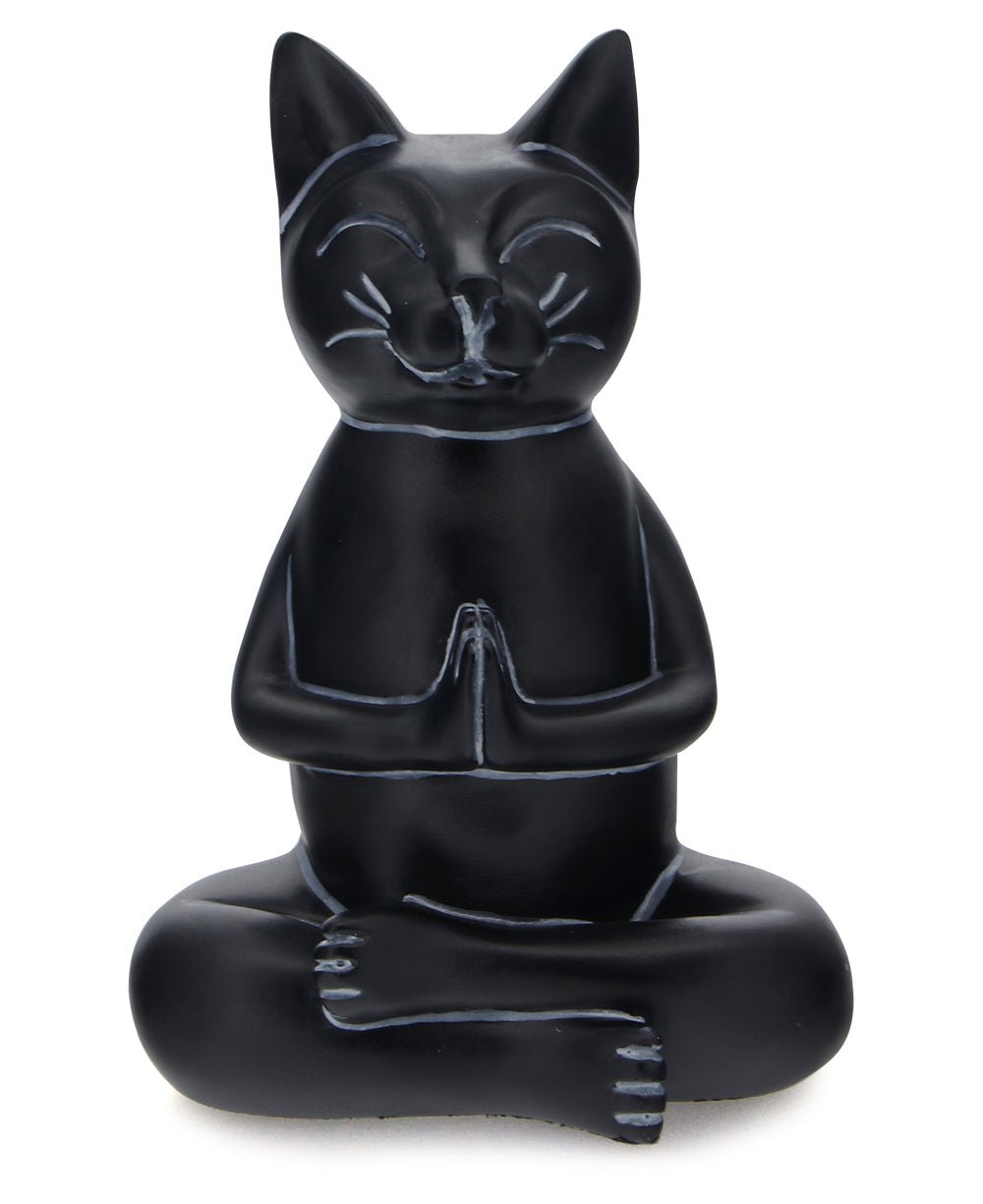 Zen Meditating Namaste Cat Statues - Sculptures & Statues Black