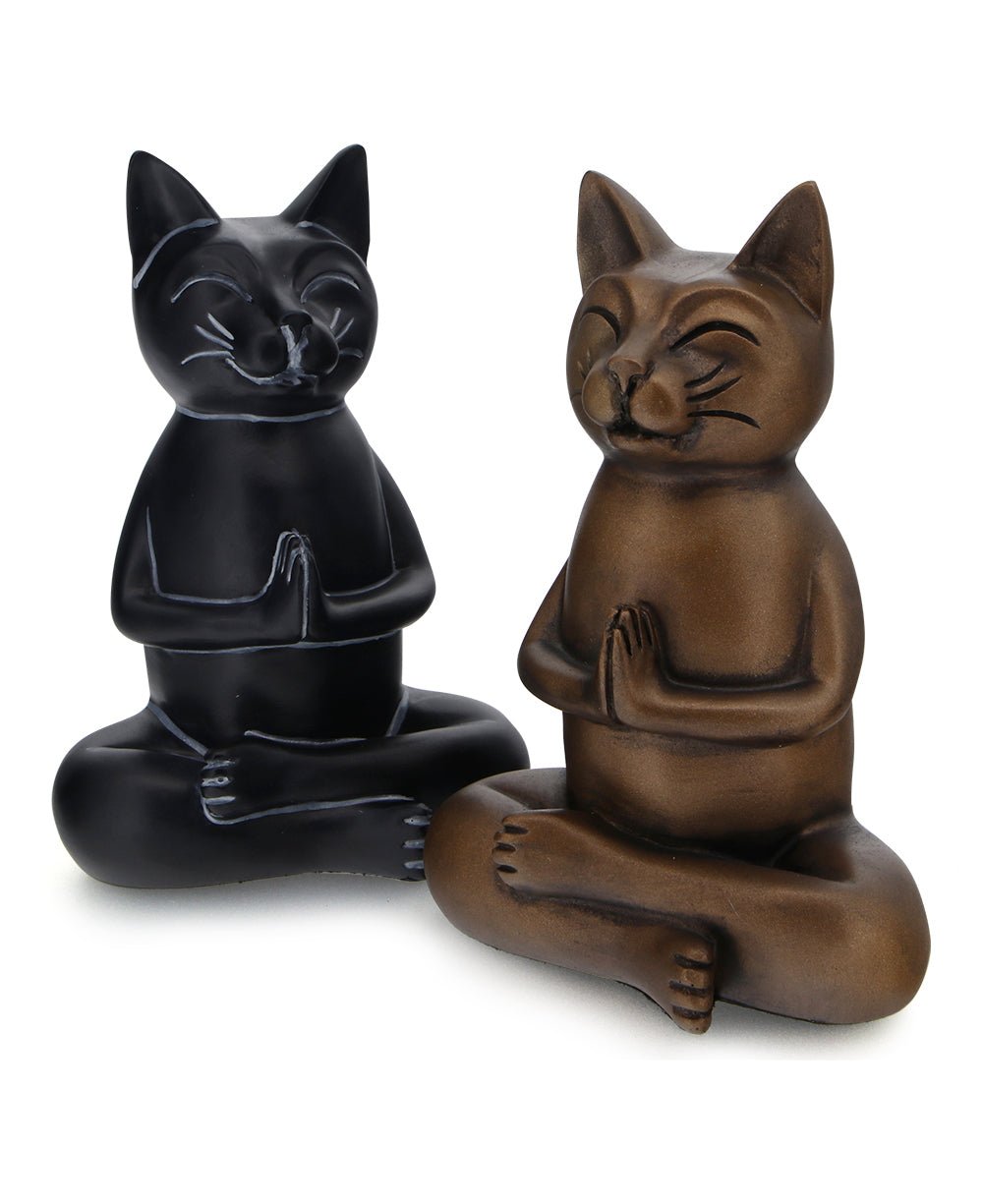 Zen Meditating Namaste Cat Statues - Sculptures & Statues Bronze