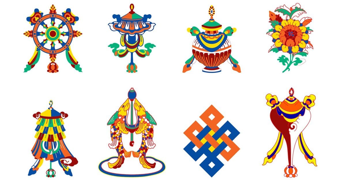 Eight Auspicious Tibetan Symbols of Good Fortune - Buddha Groove