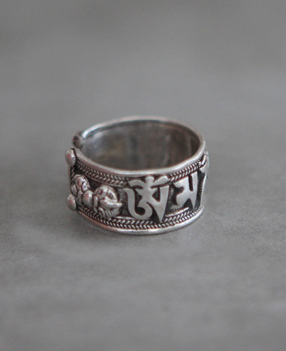 Sterling Silver Men's Tibetan Mantra Ring