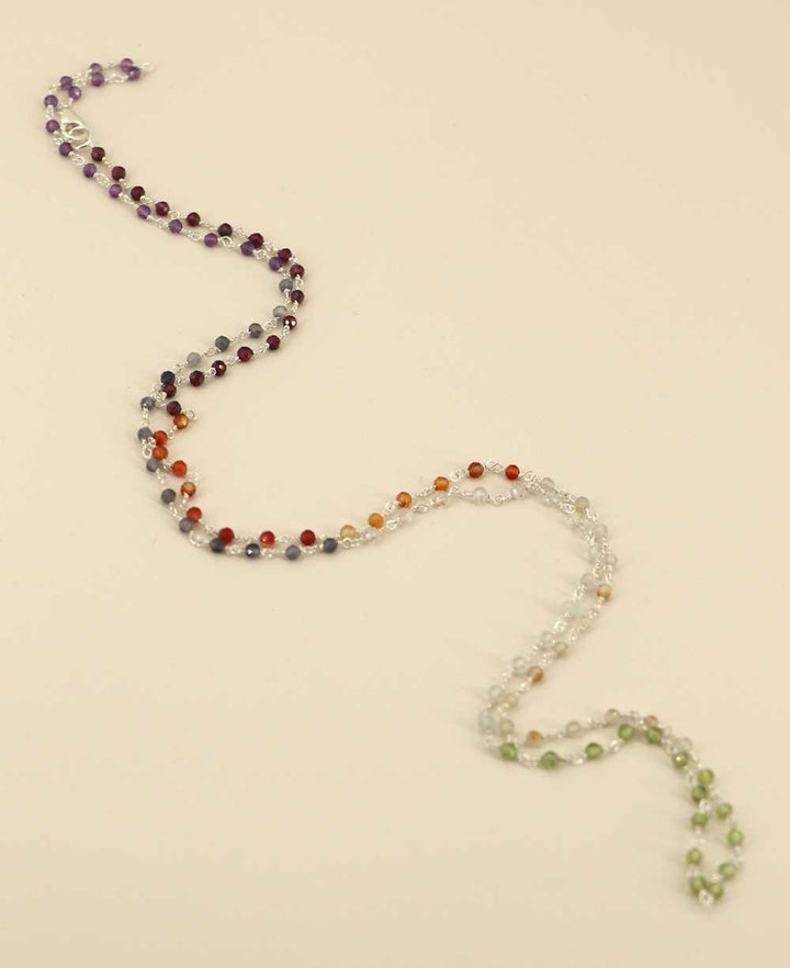 7 Gemstone Chakra Chain Necklace - Necklaces Gold Plated Brass