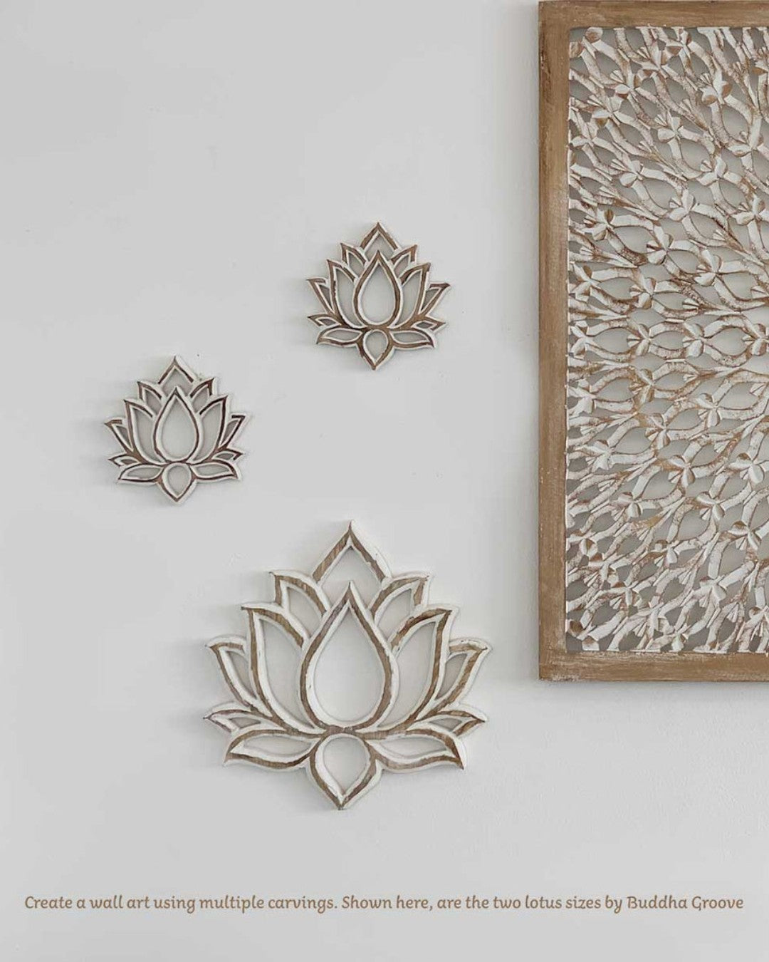 Fairtrade and Hand-Carved Lotus Wood Wall Hanging - Posters, Prints, & Visual Artwork