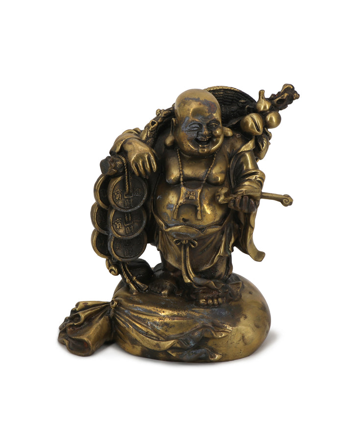 Antique Finish Traditional Bronze Casting Happy Buddha Monk Statue