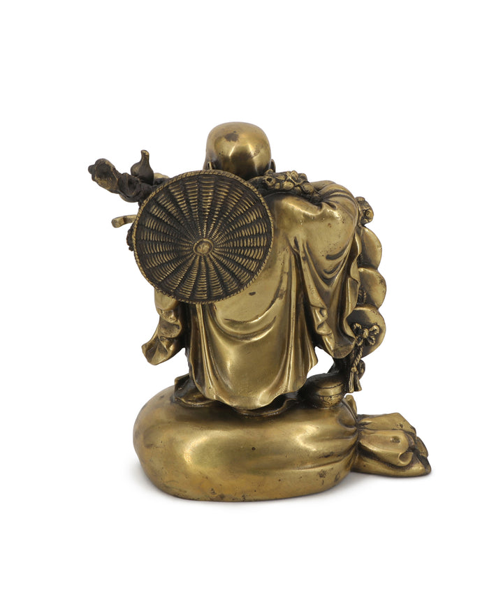 Antique Finish Traditional Bronze Casting Happy Buddha Monk Statue