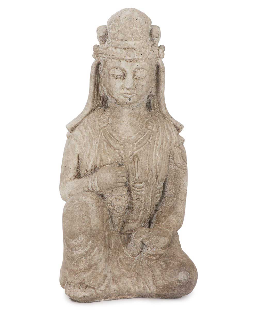 Distressed Finish Cast Stone Garden Kuan Yin Statue Made in the USA