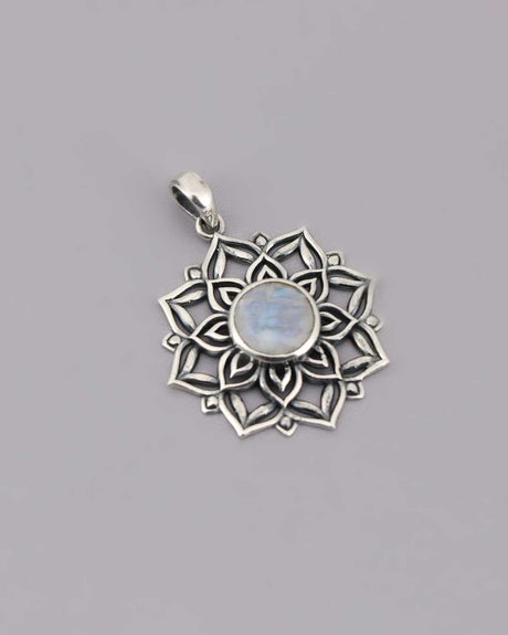 Lotus mandala moonstone Pendant