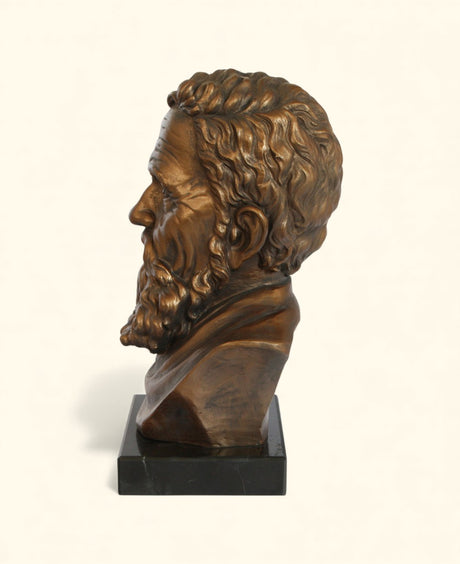 Michelangelo Bust Statue – Cast Stone Sculpture on Marble Base