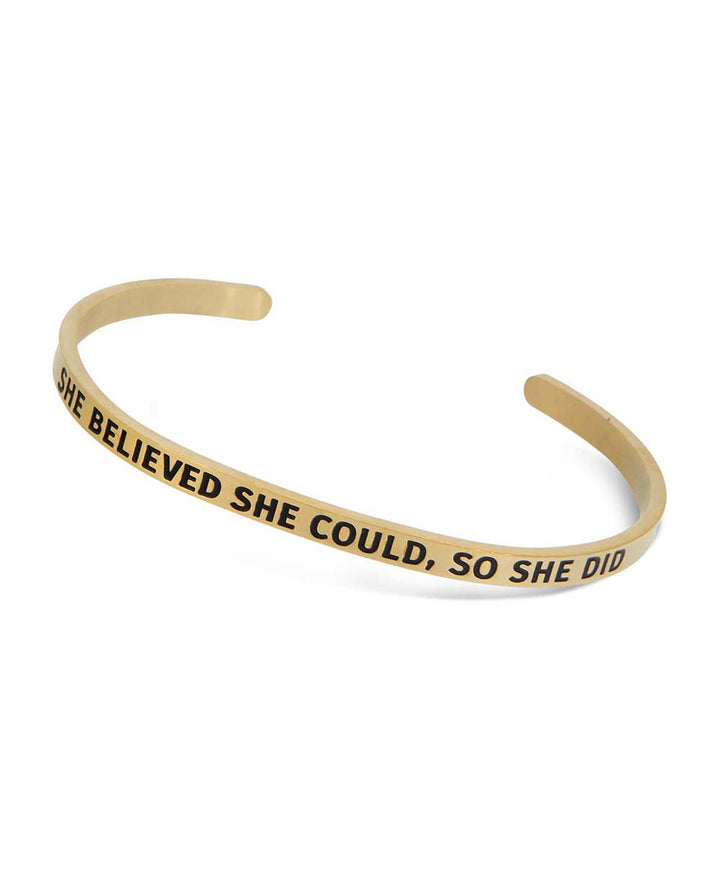 She Believed She Could So She Did, Inspirational Cuff Bracelet