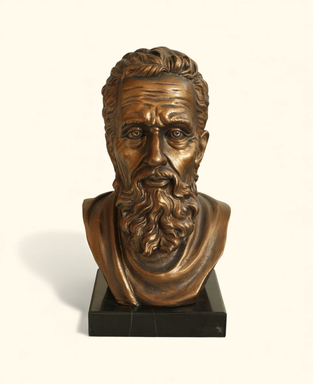 Michelangelo Bust Statue – Cast Stone Sculpture on Marble Base