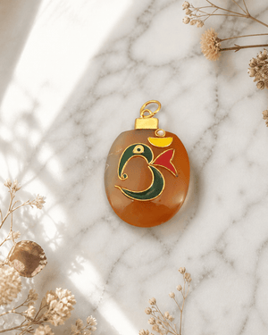 Abstract Om Ganesh Enamel Work Artistic Pendant - Pendant
