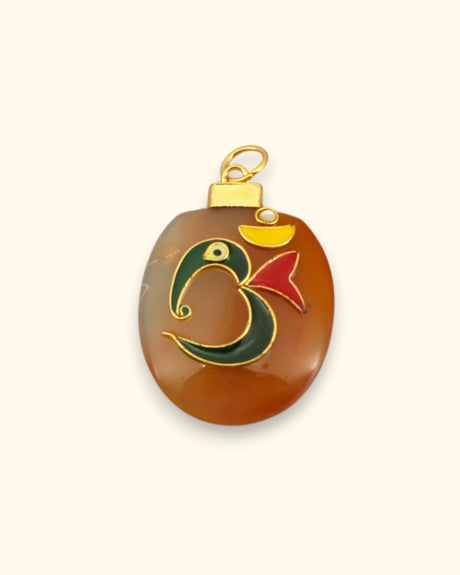 Abstract Om Ganesh Enamel Work Artistic Pendant - Pendant