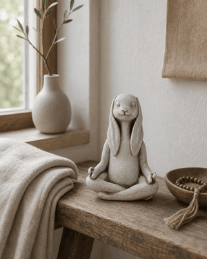Adorable Small Meditating Bunny Statue - Sculptures & Statues