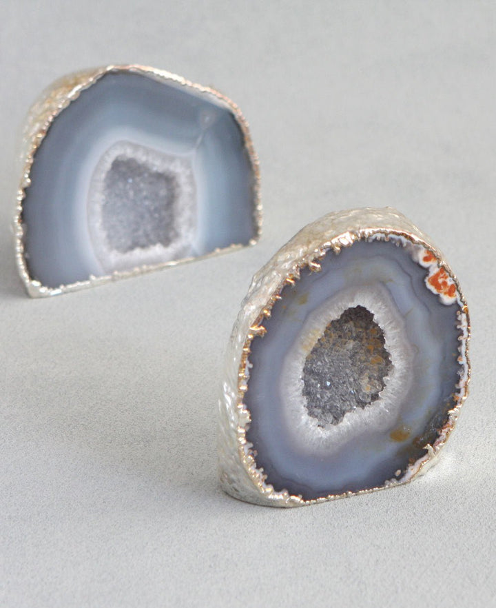 Agate Geode, Gilded Gemstone Accent - Home