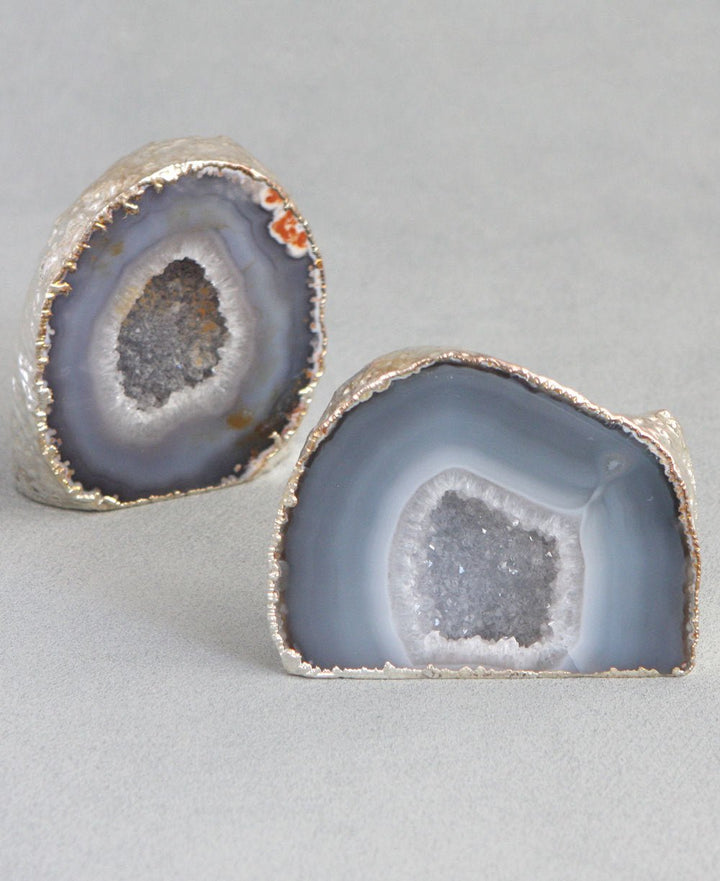 Agate Geode, Gilded Gemstone Accent - Home