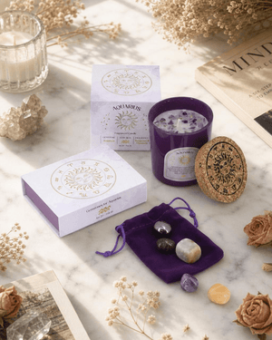 Aquarius Zodiac Candle & Crystal Tumblestone Set - Candles