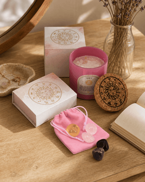 Aries Zodiac Candle & Crystal Tumblestone Set - Candles