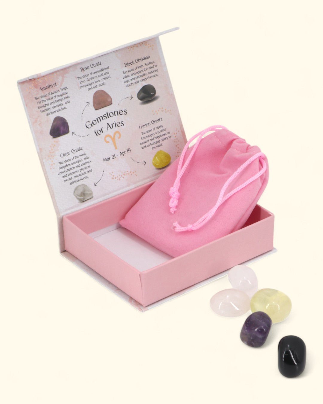 Aries Zodiac Candle & Crystal Tumblestone Set - Candles