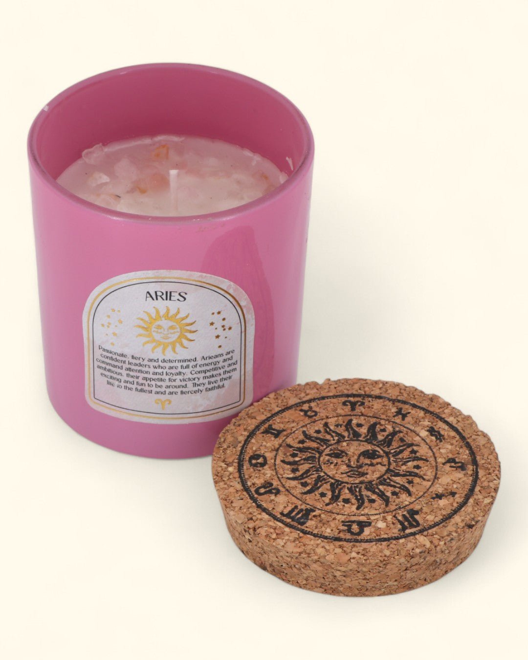Aries Zodiac Candle & Crystal Tumblestone Set - Candles