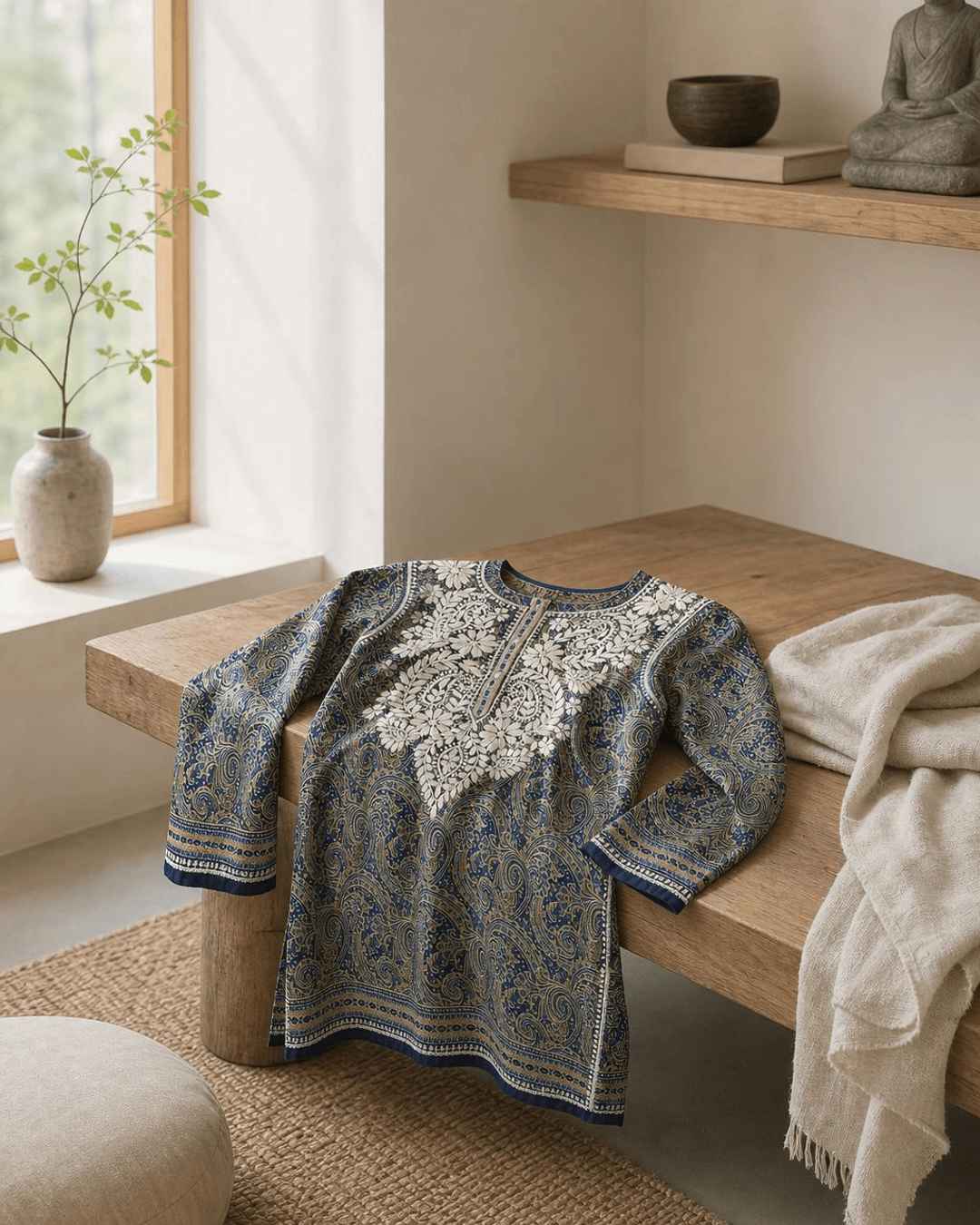 Artisan Made Embroidered Midnight Desert Tunic - Apparel Small