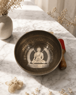 Auspicious Buddha Etching Singing Bowl - Singing Bowl