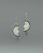 Bali - Crafted Sterling Silver Earrings with Carved Moon Face and Blue Topaz - Earrings