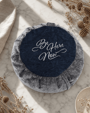 Be Here Now Grey Blue Meditation Zafu Cushion - Massage Cushions