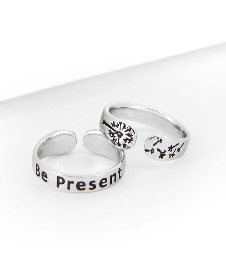 Be Present Inspirational Adjustable Mantra Ring - Rings