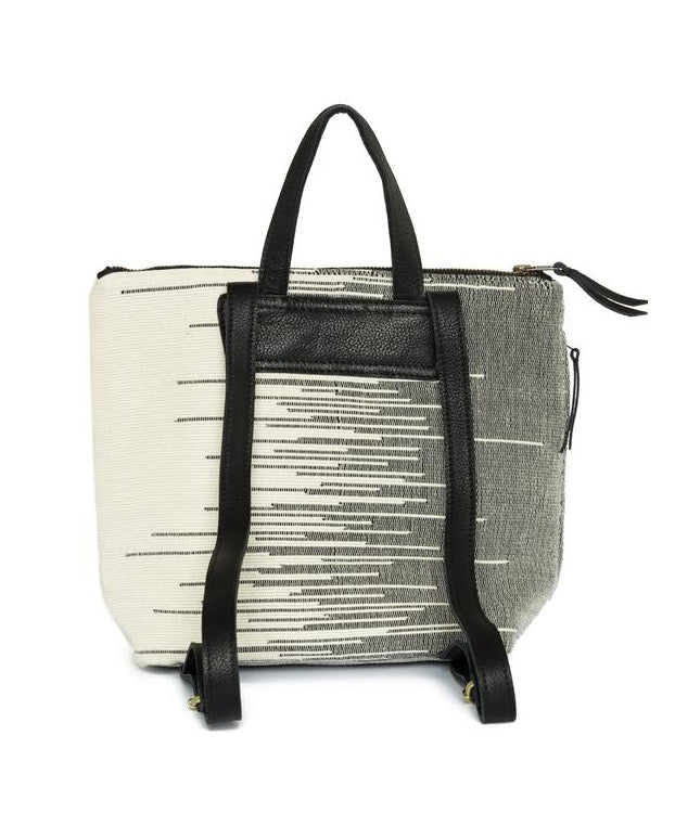 Black and White Woven Strata Backpack, Guatemala - Handbags