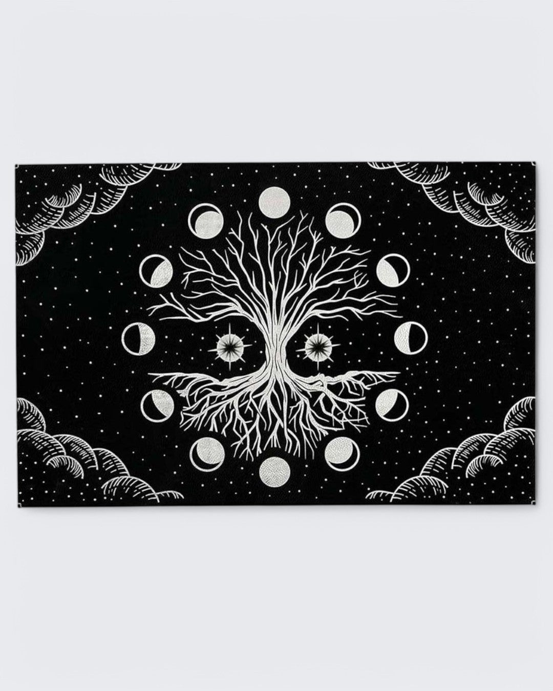 Black Leatherette Tree of Life & Moon Phases Wall Hanging – A